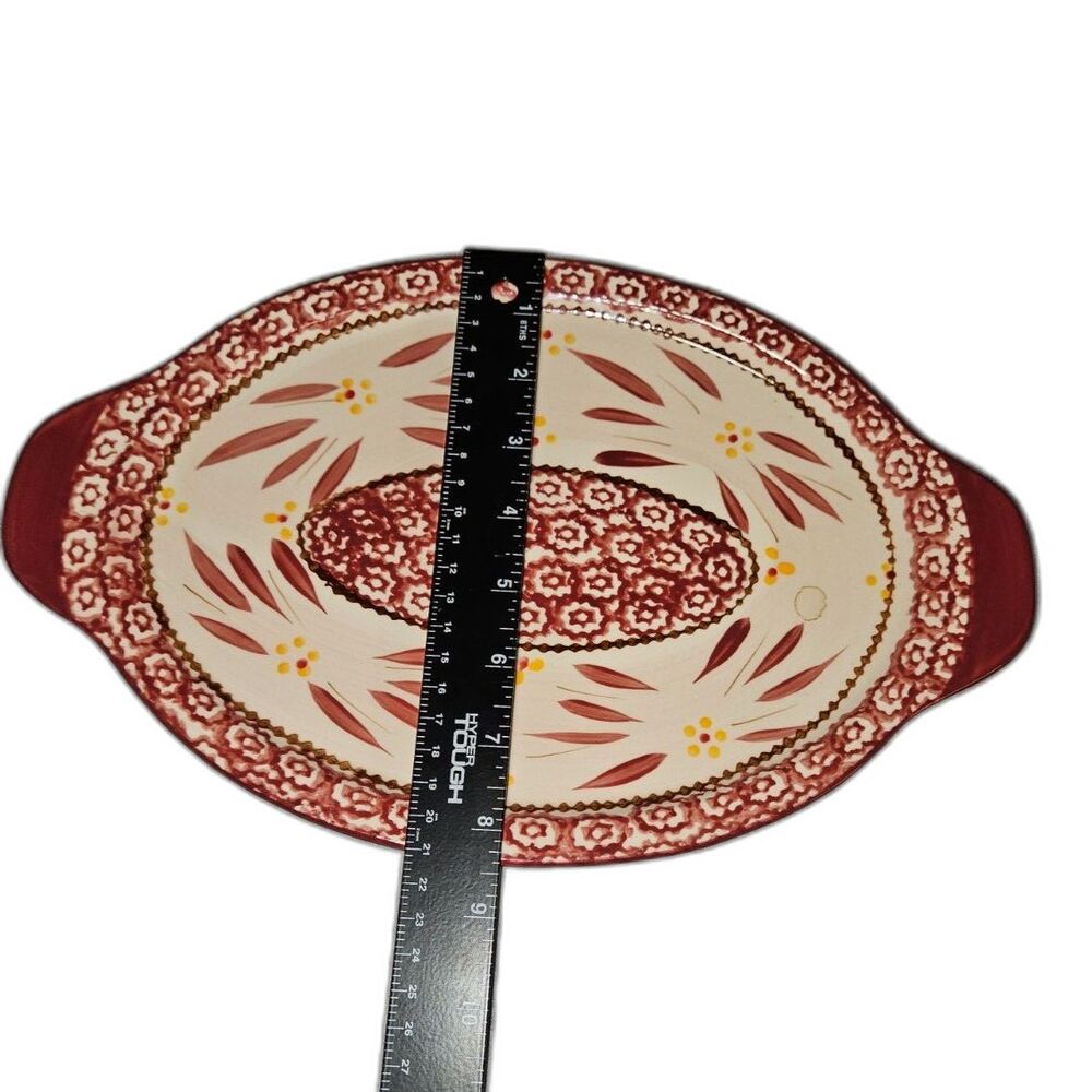 Temp-tations by Tara Old World Cranberry Red Oval Serving Platter 13" - Picture 4 of 6